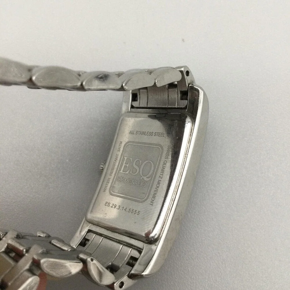 ESQ By Movado Womens Watch 23mm Tank White Dial Stainless New Battery 6